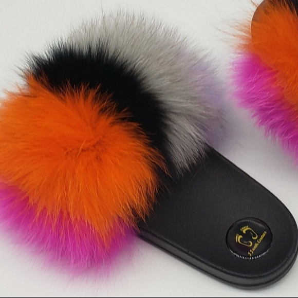 Fur Slides Multi Color Fast shipping - Picture 3 of 4